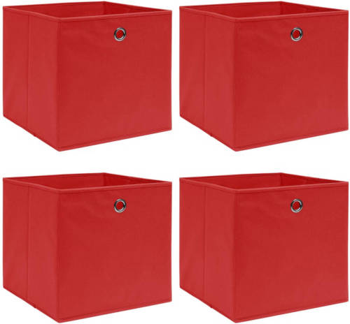 VidaXL Opbergboxen 4 st 32x32x32 cm stof rood