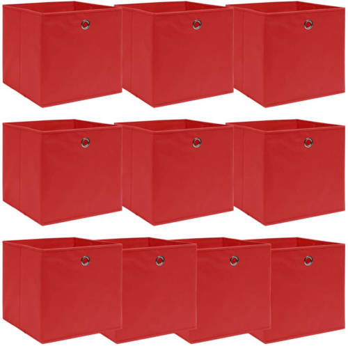 VidaXL Opbergboxen 10 st 32x32x32 cm stof rood