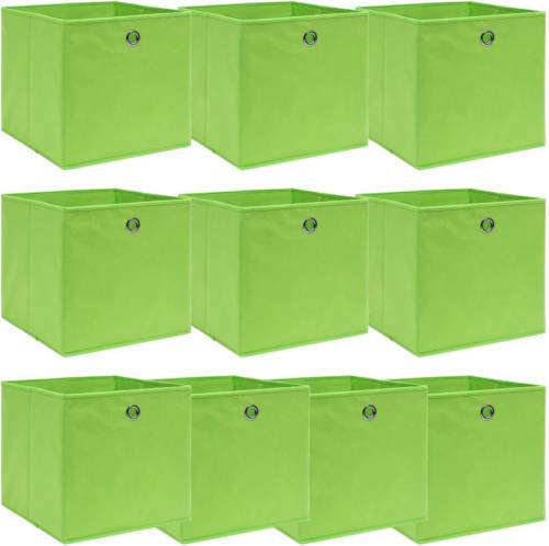 VidaXL Opbergboxen 10 st 32x32x32 cm stof groen
