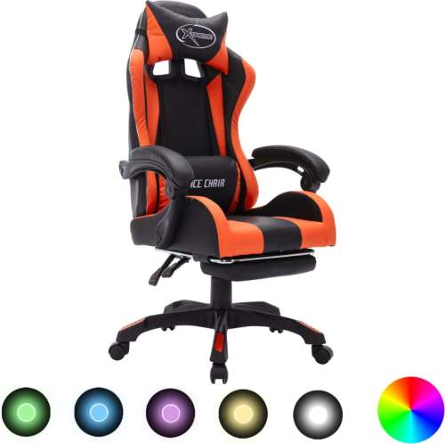 VidaXL Racestoel met RGB LED-verlichting kunstleer oranje en zwart