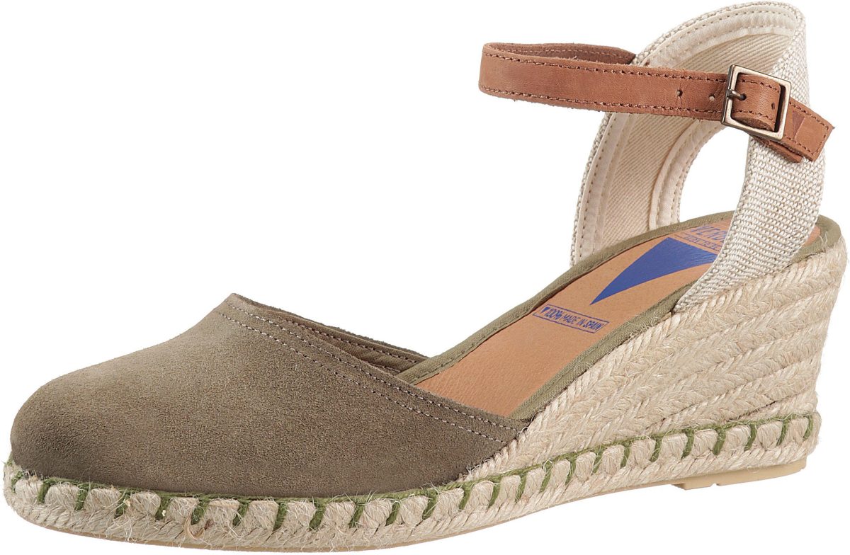 Verbenas Sandaaltjes met raffia beklede sleehak