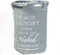 Decopatent Ronde Wasmand met Tekst LAUNDRY TODAY OR TOMORROW voor al uw vieze