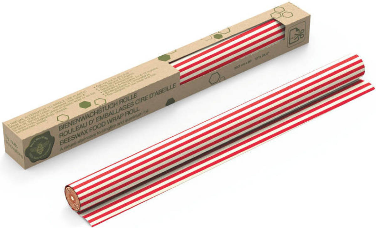 Bee's Wax Bijenwasdoek Rol Rood-Wit Gestreept 32 x 90 cm