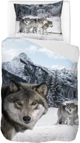 Snoozing Wolf dekbedovertrek - 1-persoons (140x200/220 cm + 1 sloop) - Katoen - Multi