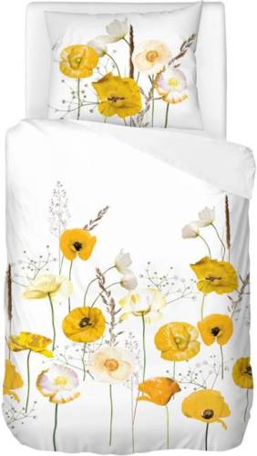 Snoozing Yellow Poppy dekbedovertrek - 1-persoons (140x200/220 cm + 1 sloop) - Katoen - Geel