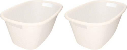 Merkloos 2x Witte kunststof wasmanden 35 liter - Wasmanden/wasgoedmanden - Huishoudelijke producten/artikelen - Huishouden