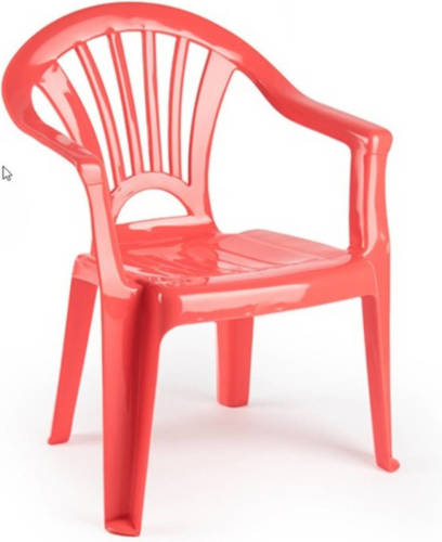 Merkloos 4x Stuks Kinder Stoelen 50 Cm - Koraal Rood - Tuinmeubelen - Kunststof Binnen/buitenstoelen Voor Kinderen