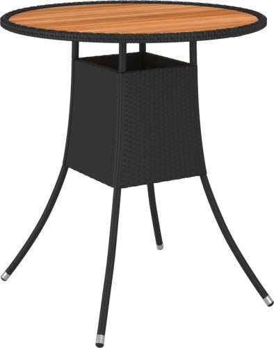 VidaXL Tuintafel Ø 70 cm poly rattan en massief acaciahout zwart