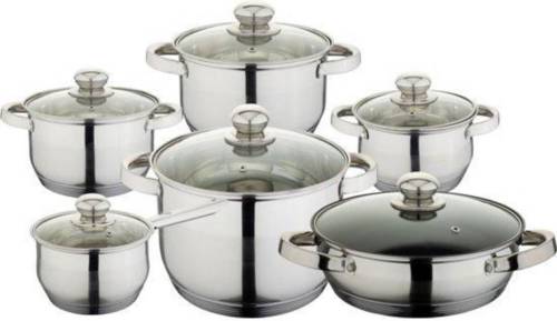 EDENBERG luxe Pannenset - 12 delig - RVS - Voorzien van 7-laags bodem!