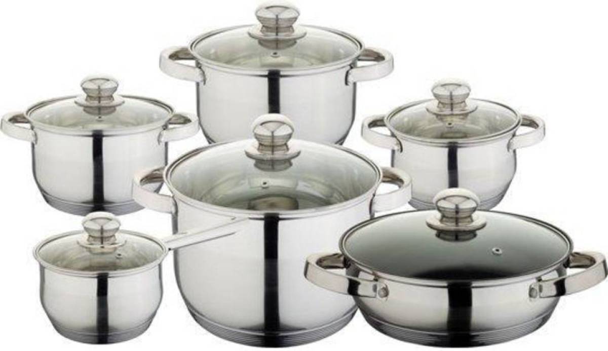 EDENBERG luxe Pannenset - 12 delig - RVS - Voorzien van 7-laags bodem!