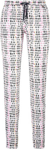 Vivance Dreams pyjamabroek met all over print wit/roze/grijs