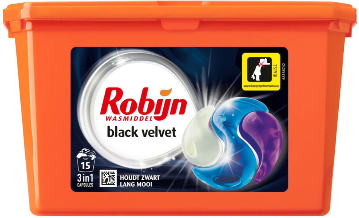 Robijn Wasmiddel 3-in-1 Capsules Black Velvet 15 stuks
