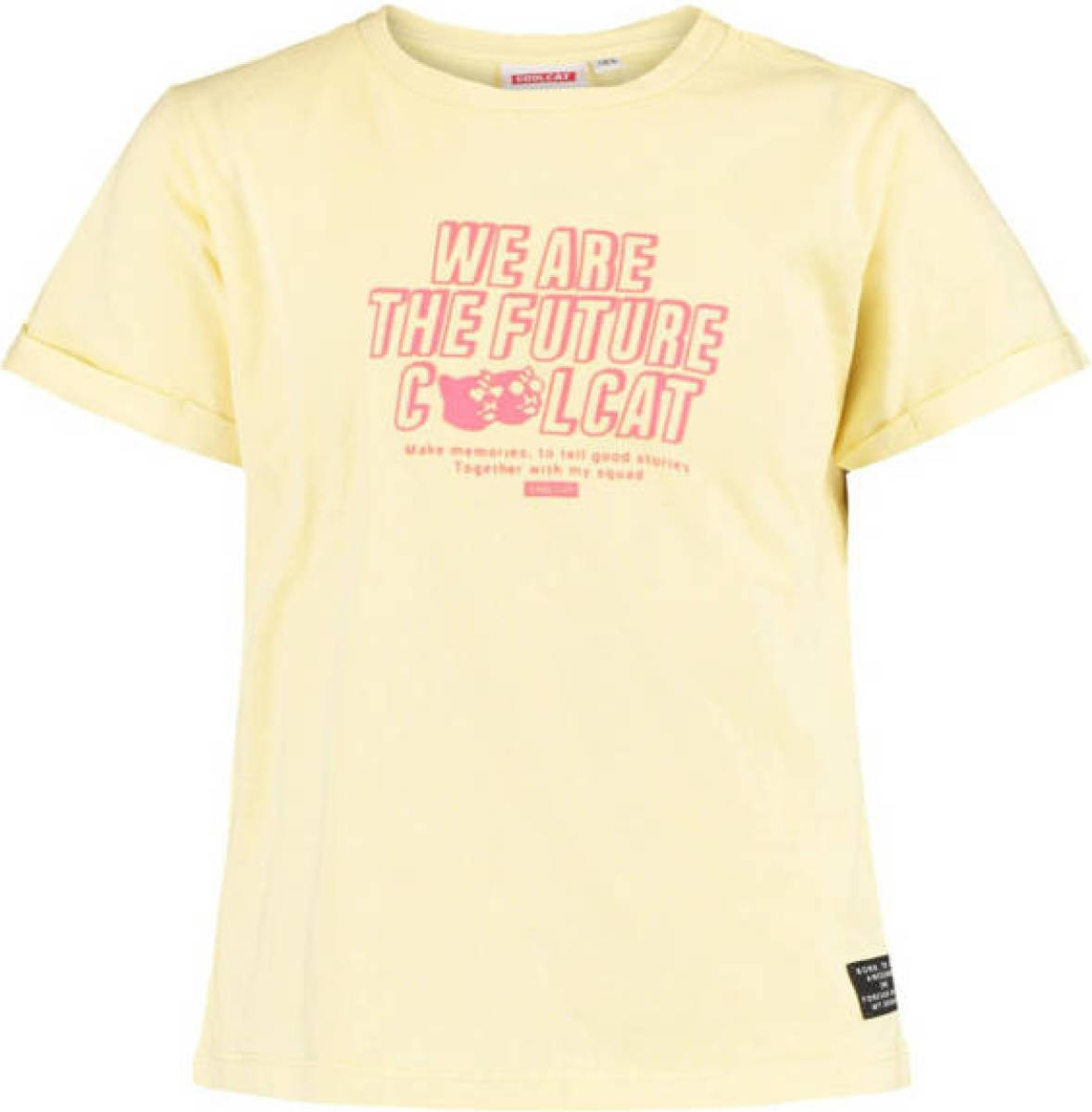 CoolCat Junior T-shirt Ellen met printopdruk lichtgeel