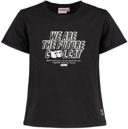 CoolCat Junior T-shirt Ellen met printopdruk zwart