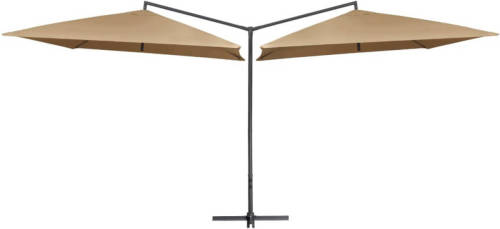 VidaXL Parasol dubbel met stalen paal 250x250 cm taupe