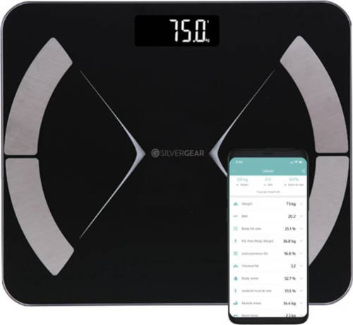 Silvergear Bluetooth Personenweegschaal Zwart