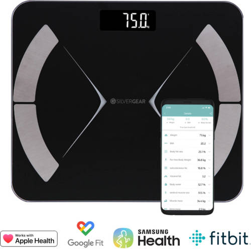 Silvergear Bluetooth Personenweegschaal Zwart