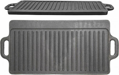 Gietijzeren Grillplaat Dubbelzijdig - 45cm x 23cm - KitchenCraft Cast Iron