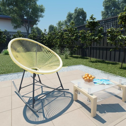 VidaXL Tuinmaanstoel schommelend poly rattan beige