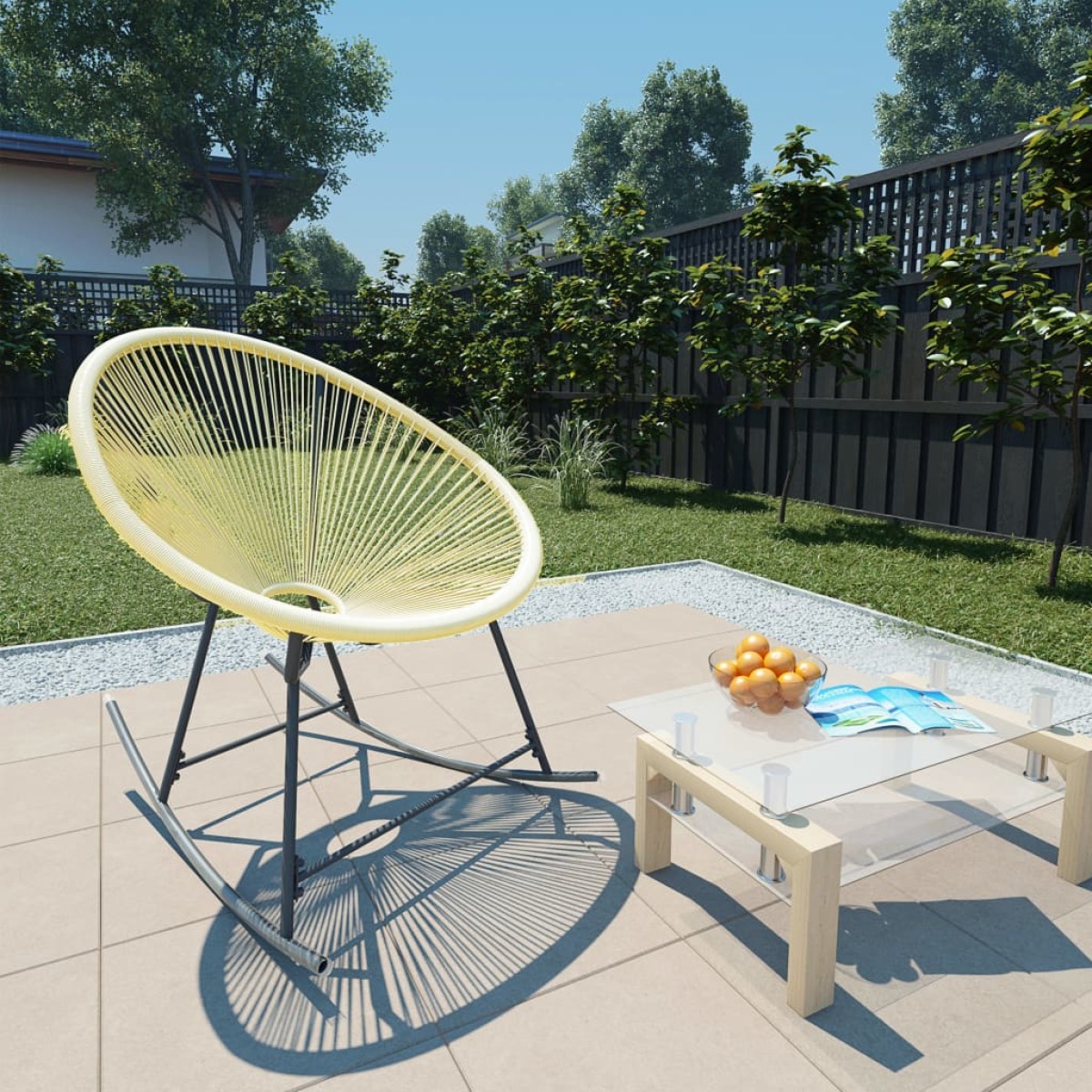 VidaXL Tuinmaanstoel schommelend poly rattan beige