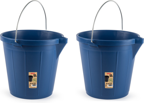 Forte Plastics 2x stuks emmer blauw 12 liter 31 x 31 cm schoonmaakartikelen