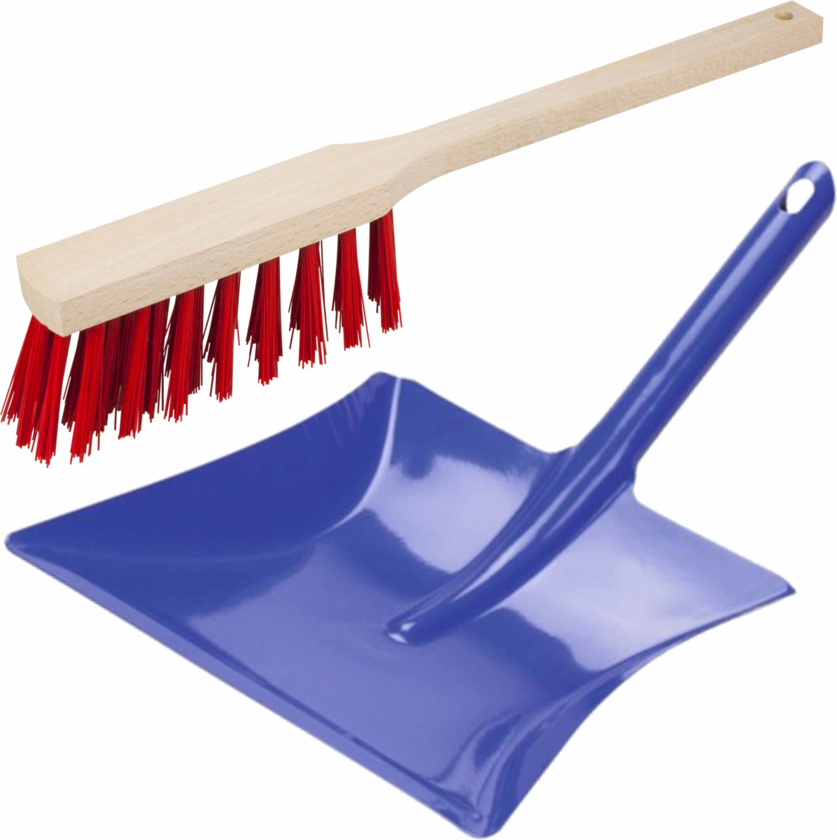 Brumag Stoffer en blik blauw/rood van metaal voor buiten