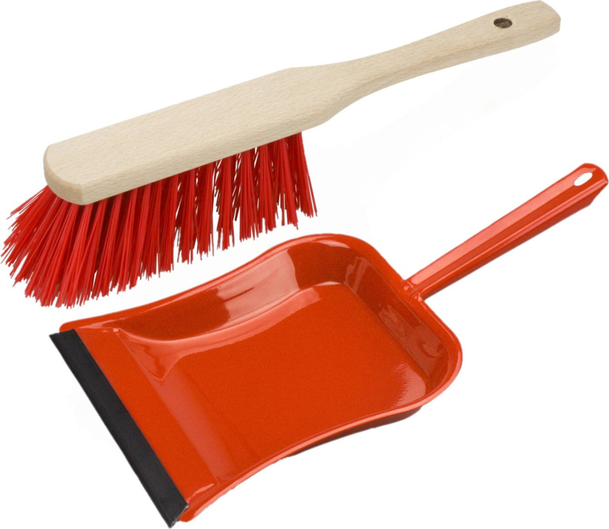 Brumag Stoffer en blik rood van metaal/hout met lip voor buiten