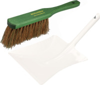 Brumag Stoffer en blik wit/groen van metaal/hout/kokos haren voor buiten