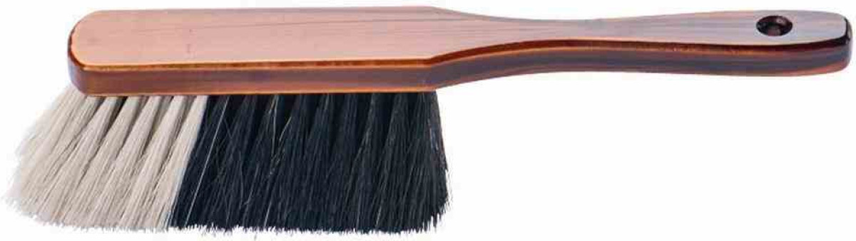 Brumag Houten zachte stoffer/handveger bruin gelakt met gemixt haar voor binnen