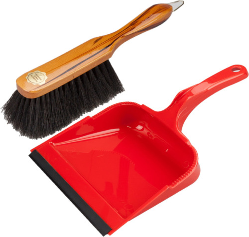 Brumag Stoffer en blik rood van kunststof/gelakt hout met lip voor binnen