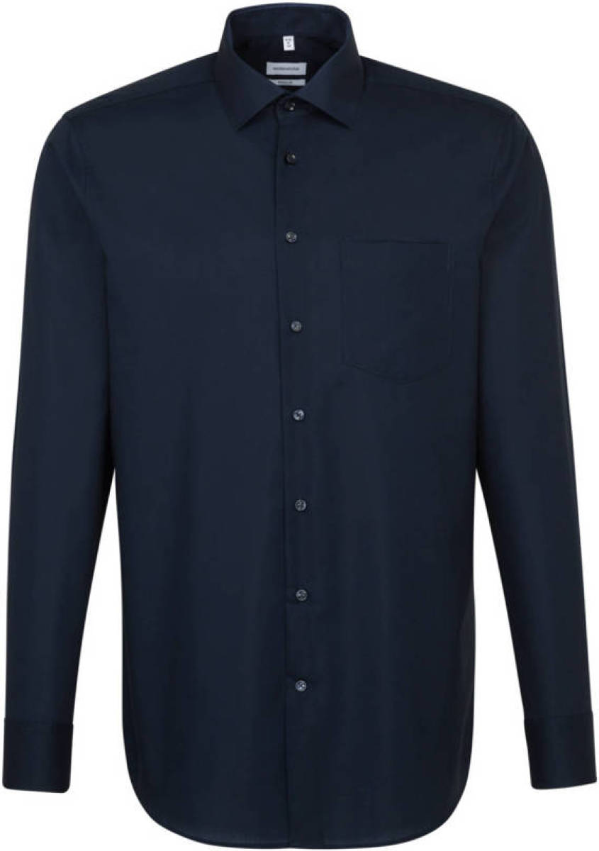 Seidensticker regular fit overhemd donkerblauw