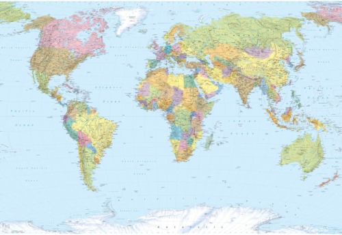 Komar Fotobehang World Map XXL 368x248 cm XXL4-038