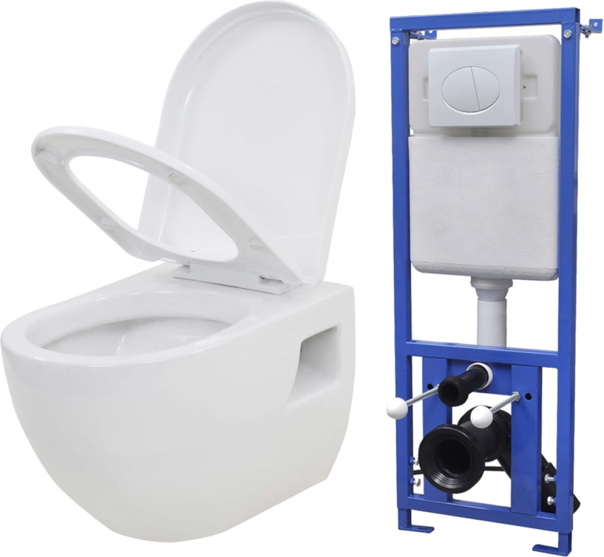 VidaXL Hangend toilet met verborgen stortbak keramiek wit