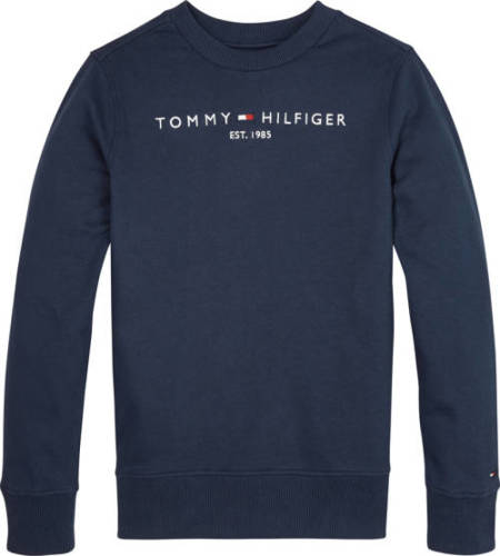 Tommy hilfiger unisex sweater met logo donkerblauw