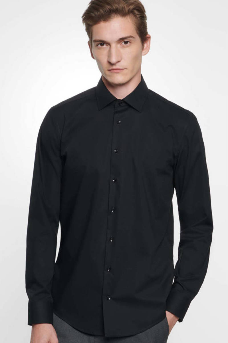 Seidensticker slim fit overhemd zwart