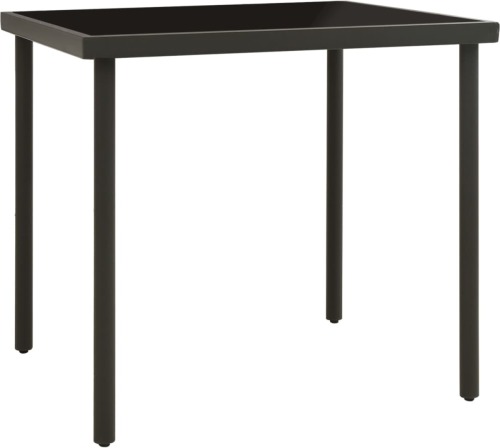 VidaXL Tuintafel 80x80x72 cm glas en staal antracietkleurig