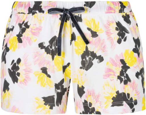 Vivance Dreams gebloemde pyjamashort wit/roze/geel