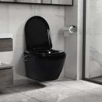 VidaXL Hangend toilet randloos met bidetfunctie keramiek zwart