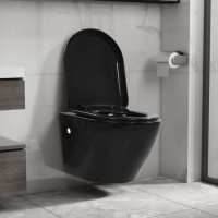 VidaXL Hangend toilet randloos keramiek zwart