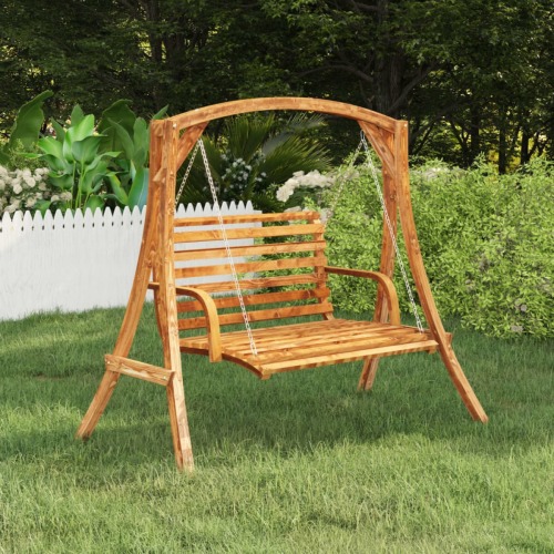 VidaXL Schommelbank 91x130x58 cm massief vurenhout met teakafwerking