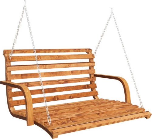 VidaXL Schommelbank 91x130x58 cm massief vurenhout met teakafwerking