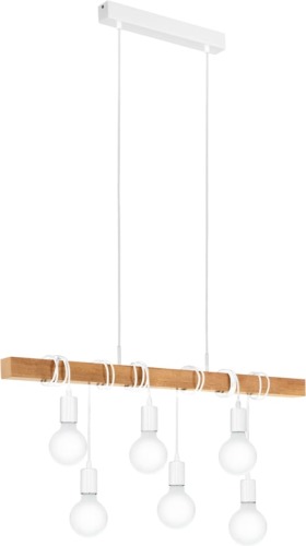 Eglo Plafondlamp Townshend 6 lampen hout wit en beige