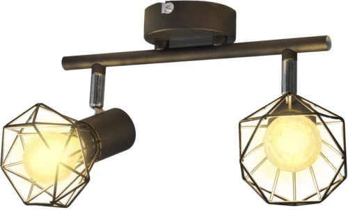 VidaXL Lamp industrieel met 2 LED's zwart