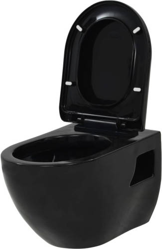 VidaXL Wandtoilet keramiek zwart