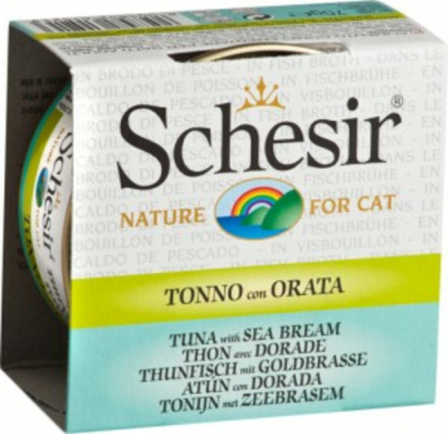 14x Schesir Katten Natvoer Blik Tonijn en Zeebrasem 70 gr