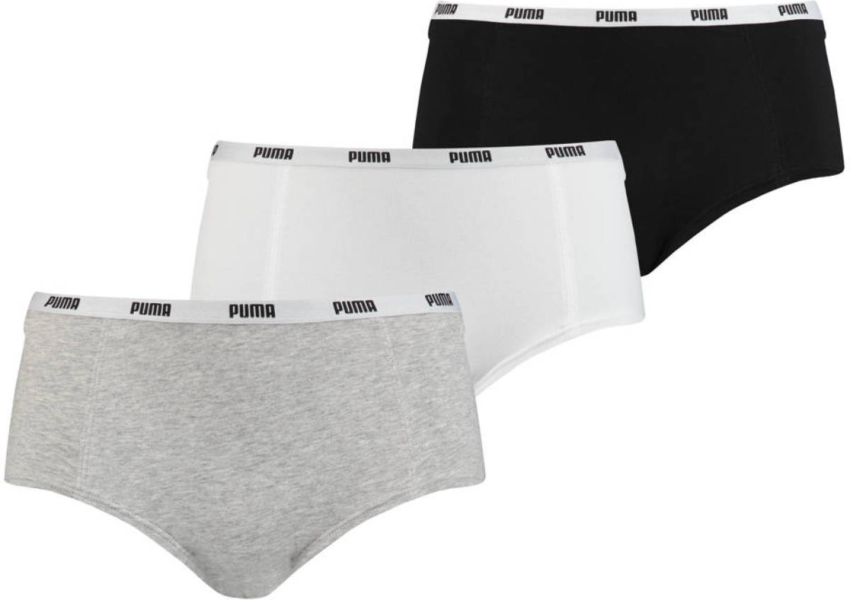 Puma short (set van 3) grijs/wit/zwart