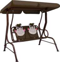 VidaXL Kinderschommelbank 115x75x110 cm stof bruin