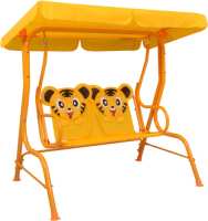 VidaXL Kinderschommelbank 115x75x110 cm stof geel