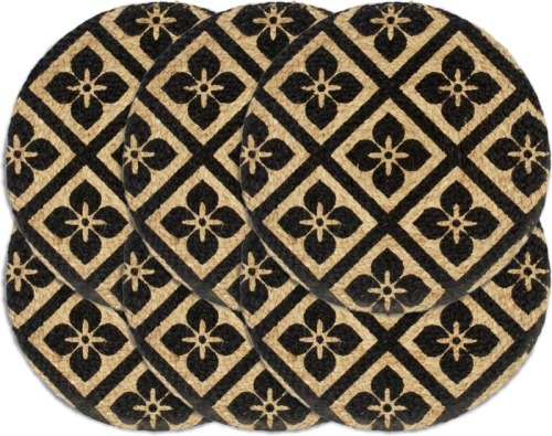 VidaXL Placemats 6 st rond 38 cm jute zwart
