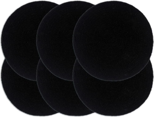 VidaXL Placemats 6 st rond 38 cm katoen effen zwart